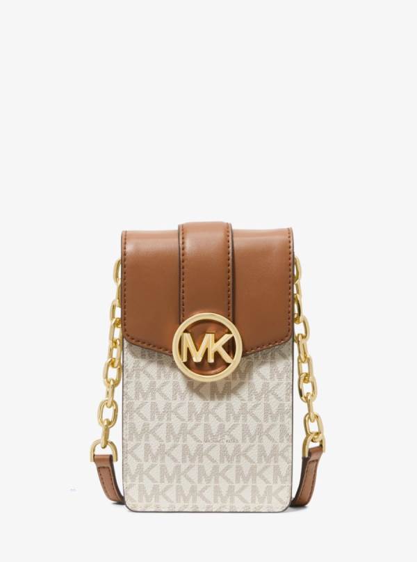 Damske Spojková Taška Michael Kors Carmen Small Logo Smartphone Biele Žlté - Kabelky Michael Kors Sleva | RXDFG-0468